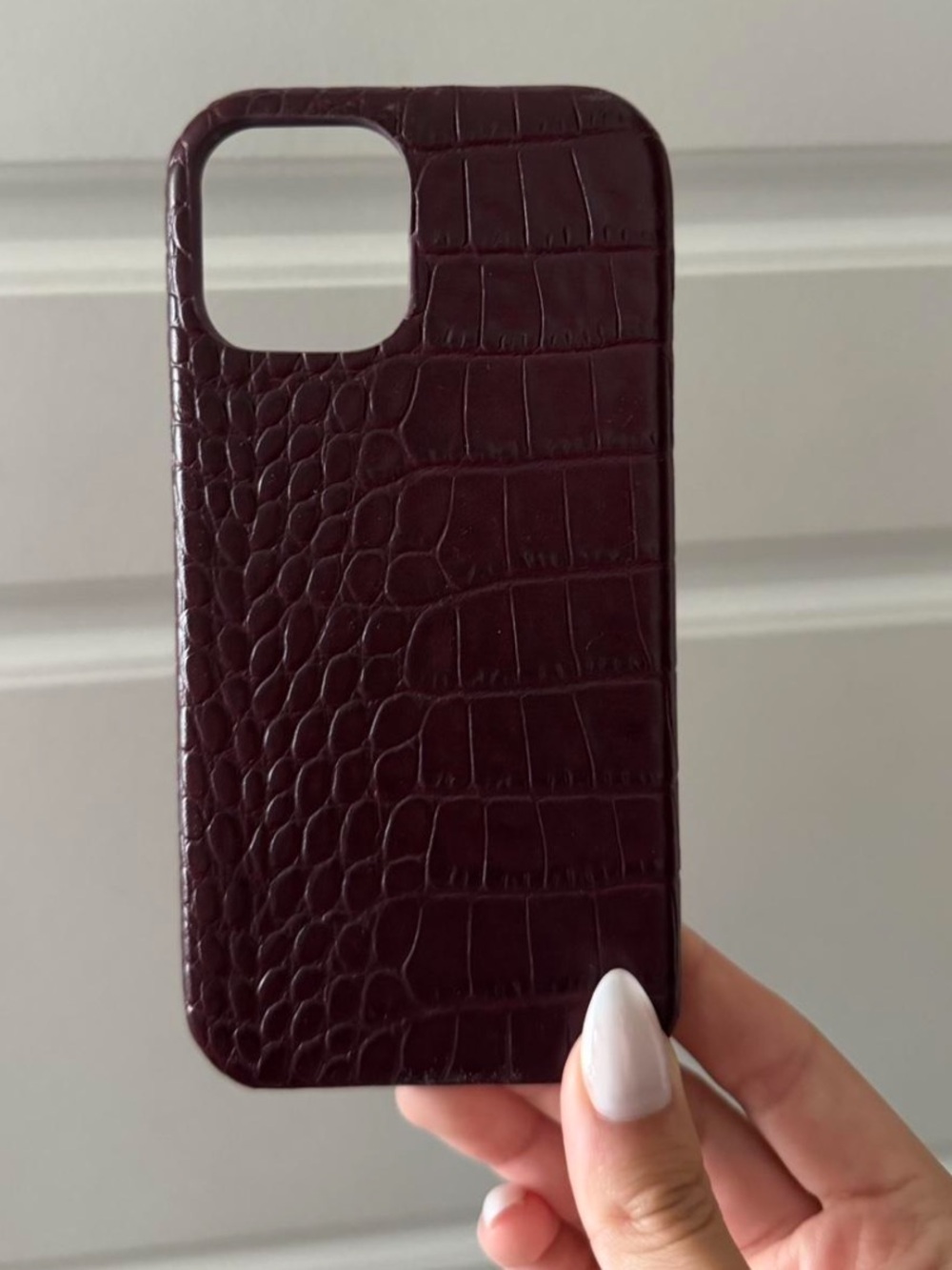 iPhone 12 Pro Case in Burgundy Princess Polly Croc-Embossed